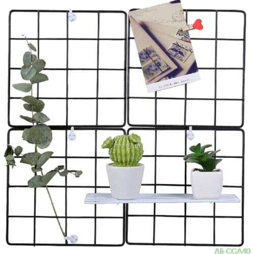 20/35cm Wall Art Display Mesh Storage Shelf Metal Grid Photo Frame Organizer Rack Holder Home Decoration