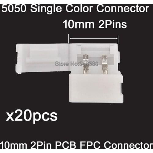 20x 2 PIN 2Pin 10mm Strip to Strip PCB FPC Easy Connector for 5050 Single Color LED Strip No Welding Soldereless Easy to Install