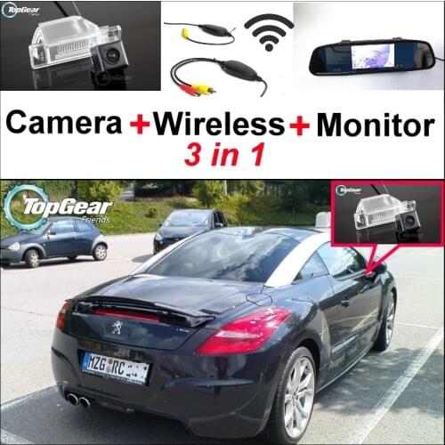 3 in1 Special Rear View Camera + Wireless Receiver + Mirror Monitor Easy DIY Parking System For Peugeot RCZ 2009~2015