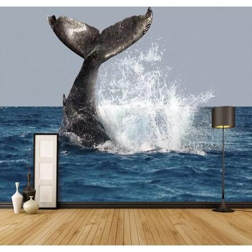 3D Wallpaper Modern Whale Sea Oil Painting Art Photo Wall Murals Painting For Wall 3 D Living Room TV Sofa Wall Cloth Wall Paper