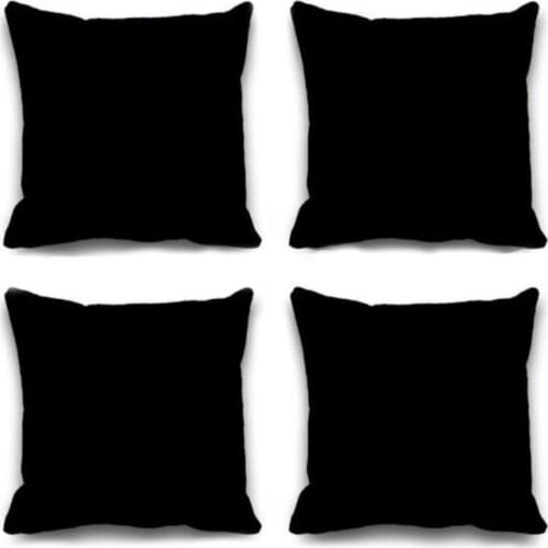 4 PCS Black Home Sofa Decorative Square Soft Linen Pillowcase Geometric Black Pillowcases Waist Cushion Cover Basic Home Decor