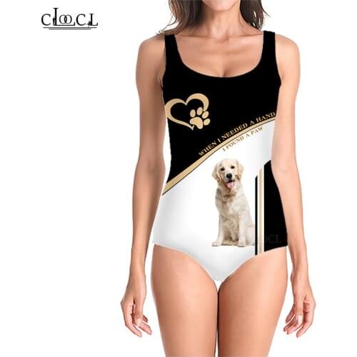 CLOOCL Summer Newest Popular Animal Labrador 3D Printed Sleeveless Sexy Women Swimsuit Fashion Swimsuit Beach One Piece Swimwear