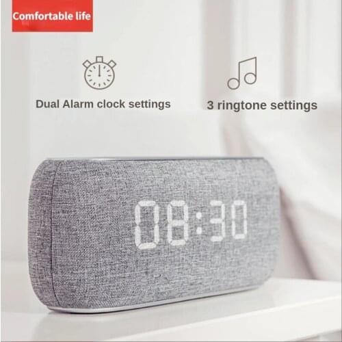 Home wireless bluetooth speaker portable stereo subwoofer computer speaker clock display dual alarm clock speaker support AUX/TF