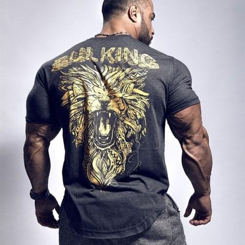 Muscle Men Fitness Brand T Shirts Sport Outdoor Cotton Quick-Drying Fashion Round Collar Short Sleeve Tee Casual Joggers Clothes