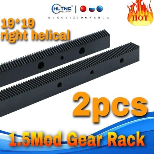 2pcs high quality 1.5Mod 19*19 Gear rack Precision cnc rack right helical teeth Toothed rack cnc machine
