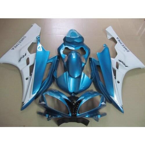 Injection molding free customize fairing kit for Yamaha YZF R6 06 07 blue white fairings set YZFR6 2006 2007 FS18