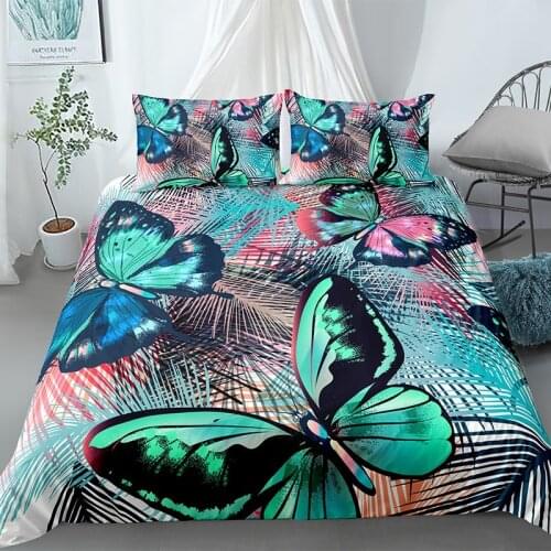Fanaijia Retro Butterfly Bedding Set Twin Size Flwoer Duvet Cover Set with Pillowcase Bedroom Comforter Set Queen King