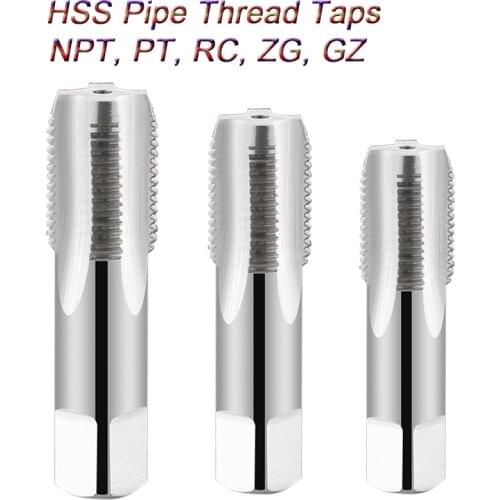 Pipe Thread Taps HSS Tapping Tube Tap NPT PT RC ZG For Metalworking Tool Straight Flute Hand Screw Tap Machining British Inch