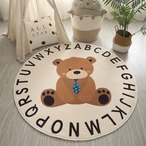 Round Carpet Living Room Childrens Modern Minimalist Nordic Cartoon Educational Non-Slip Drop-Resistant Kindergarten Washable
