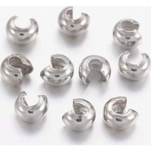 2000pcs Brass Crimp Beads Covers End Bead 3mm 4mm 5mm For DIY Jewelry Making Accessories Findings Supplies F60