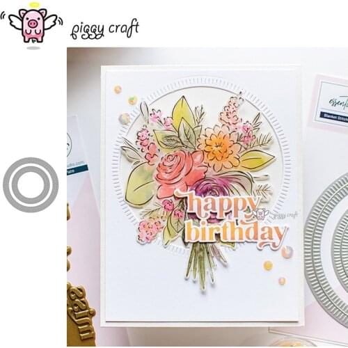 Piggy Craft metal cutting dies cut die mold Line circle background frame Scrapbook paper craft knife mould blade punch stencil
