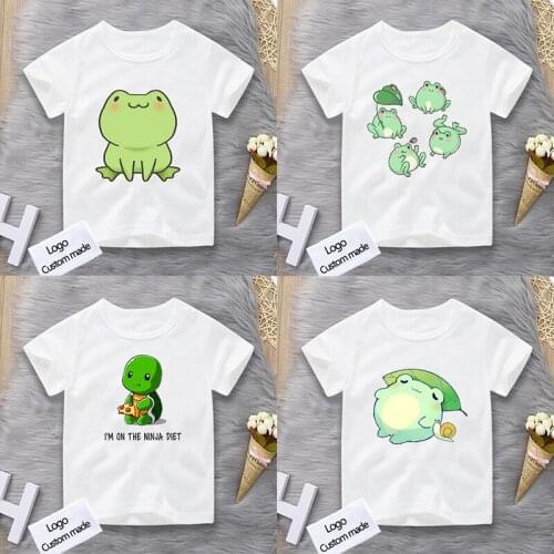 Cute Frog T Shirts for Girls Boys Teens Camiseta Children Funny Pattern T-shirts Toddler Tops Summer Kids Cartoon Animals Tees