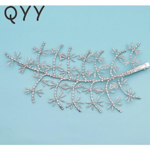 QYY Fashion Korean Women Hair Comb Rhinetone Crystal Flower Wedding Hair Combs For Women Handmade Accessories Jewelry For Bride