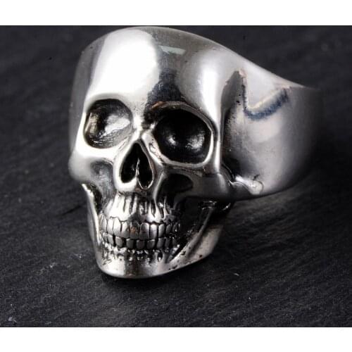 S925 silver European and American trend rock skull personality fashion men ring
