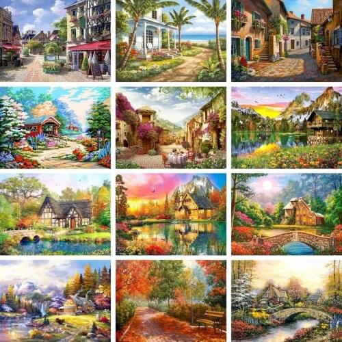 Gatyztory Painting By Numbers Landscape Picrute Coloring By Numbers Acrylic Paint Kits Drawing On Canvas Decorative Frames Home