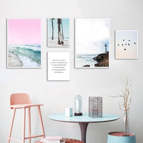Wall Art Canvas Landscape Poster Nordic Print Ocean Sea Beach Painting Scandinavian Decoration Picture Modern Living Room Decor