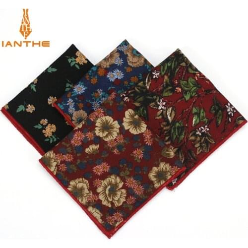 2018 Brand New Mens Fashion Cotton Pocket Squares For Men Flower Square Handkerchief Wedding Classic Suits Pocket Hankies Towel