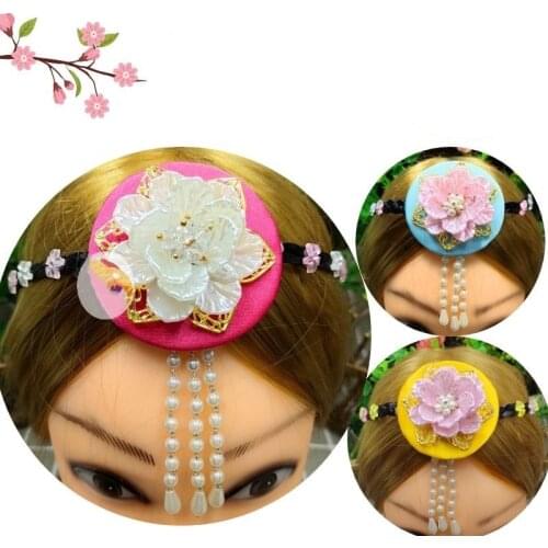 2021 hanbok hairband women rose hair accessory korean traditional clothes pigtail headwear Cosplay Party Game Gift
