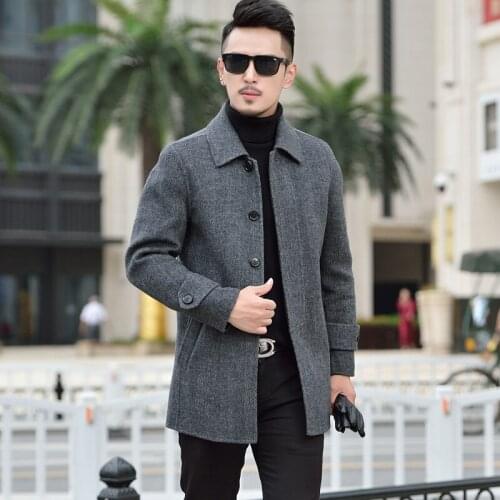 Autumn Winter Jacket Men 100% Wool Coat Men Clothes 2019 Casual Double Side Trench Woolen Coat Men Jacket Abrigo Hombre MY5170