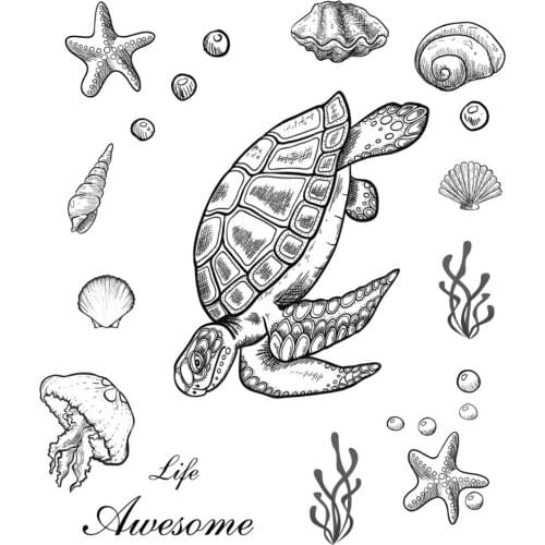 AZSG Sea Turtle Jellyfish Shell Clear Stamps For DIY Scrapbooking Decorative Card making Craft Fun Decoration Supplies 14*16cm