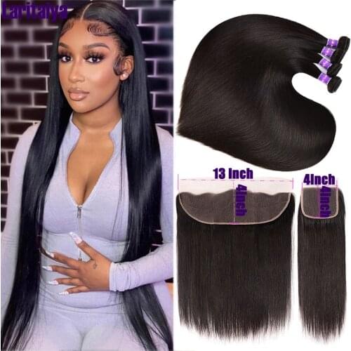 Bone Straight Human Hair Bundles With Frontal HD Lace Closure With Bundles Brazilian Hair Weave Bundles With Closure Remy Hair
