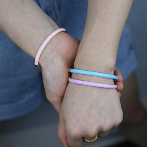 Pink Blue Purple Pastel Enamel Band Colorful Girl Women Bangle Bracelet Fashion