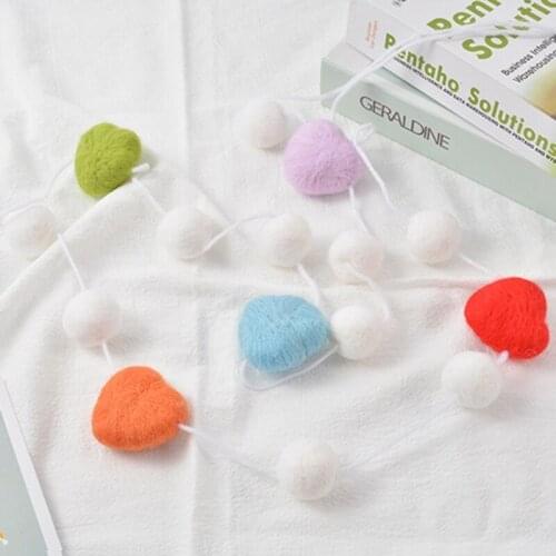 Handmade Wool Felt Love Heart Pom Pom Balls Beading String Hanging Garland Decor 69HE