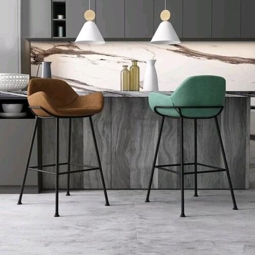 Chinafurniture Nordic light luxury bar chair simple bar stool front desk coffee restaurant leisure backrest high table and stool