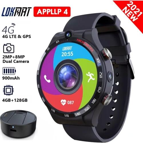 LOKMAT APPLLP 4 Smart Watch Phone Android 10.7 Wifi Dual Camera Full Touch 4G Smartwatch Men Women RAM 4G ROM 128G GPS Watch