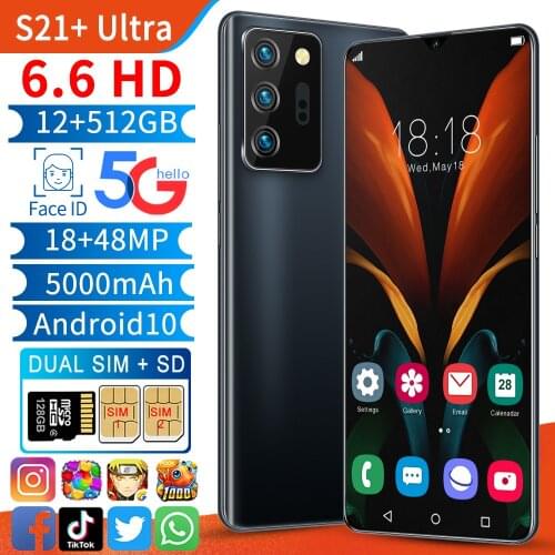 Global Version Smartphone S21 Ultra 8GB+128GB 6.6 Inch Full Screen Smartphone 18MP+48MP Camera 5000mAh Cheap Phone Fast Shipping