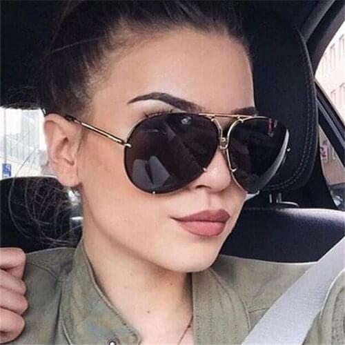 Unisex Fashion Oversized Pilot Brown Sunglasses Luxury Sun Glasses Male Cool Lady Eyewear Shades For Women High Quality UV400