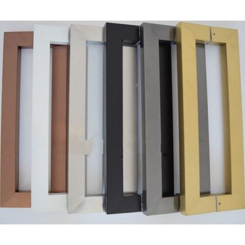 Stainless steel glass door, square handle, rose, black, titanium, white, office, wooden door, shop, KTV door handle