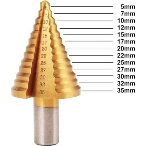 5-35mm Metric HSS Titanium Coated Step Drill Bit for Wood Metal Core Hole Drilling Tool Round Shank Au12 21 Dropship