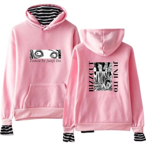 Popular Anime Junji Ito Hoodies Fake Two Piece Hoodies Sweatshirts Print Women Men Hooded Hip Hop Casual Streetwear Pullover
