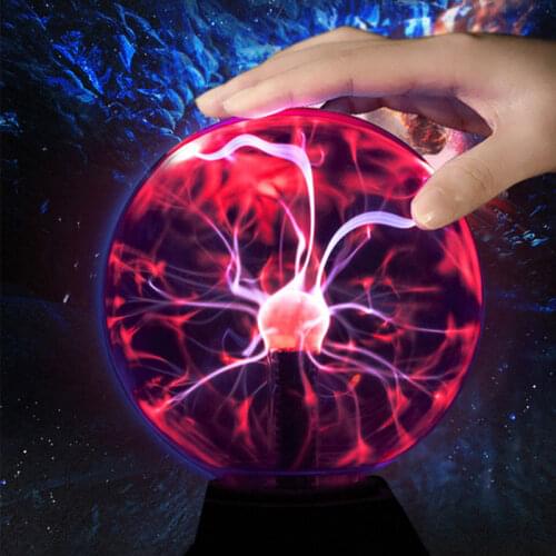 USB Magic Lightning Ball Night Light Electrostatic Plasma Ball Lamp Black Base Glass Touch Sensitive Lights Christmas Party Gift