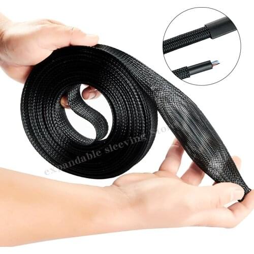 Free shipping 10 m woven PET extended automotive wire and cable gland bushing sleeve high density