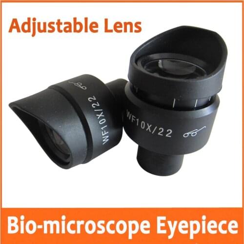WF10X 22MM Adjustable High Eyepoint Wide Angle Biological Microscope Eyepiece Lens 23.2mm with Rubber Eye Guards Caps