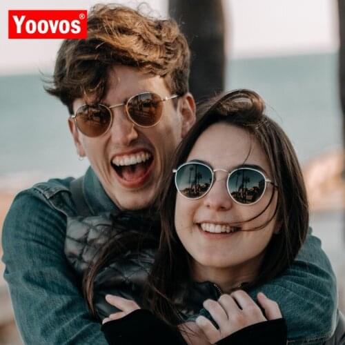 Yoovos 2021 Luxury Brand Sunglasses Women/Men Round Vintage Glasses Men Street Beat Classic Mirror Party Oculos De Sol Gafas