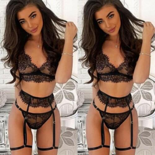 Women-Sexy-Lingerie-Lace-Dress-Underwear-Black-Babydoll-Sleepwear-G-string