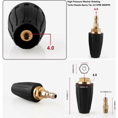 1/4 Quick Connect Rotating Turbo Nozzle 3600PSI 2.5 3.0 3.5 4.0 Gpm Car Washer For High Pressure Washer Cleaner Accessory