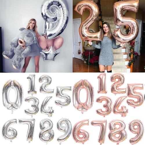 16/32/40 inch digital Foil Birthday Balloons Air Helium Number Balloon Figures Happy Birthday Party Decorations Kid toy Baloon