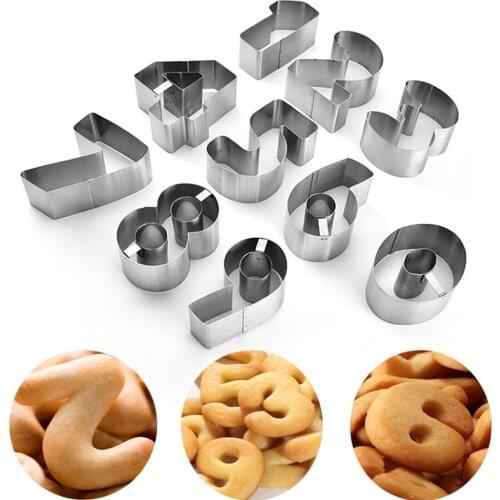 9Pcs/Lot 3D Creative Number Shaped Cookie Cutters Set Christmas Stainless Steel Biscuit Mold Fondant Cutter Baking Mould Tools