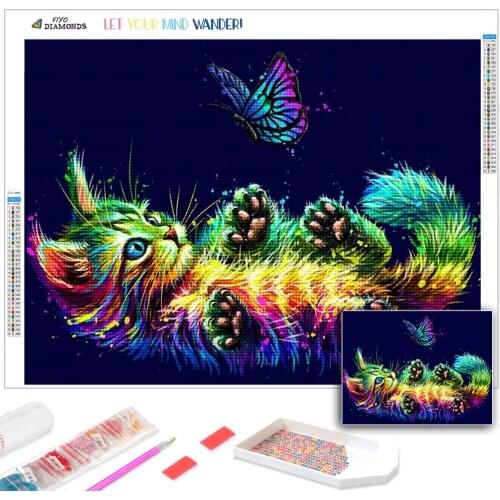 Diamond Painting Cat New Arrival Diamond Embroidery Animal Cross Stitch Butterfly Mosaic Full Drill Home Decor Handmade Gift