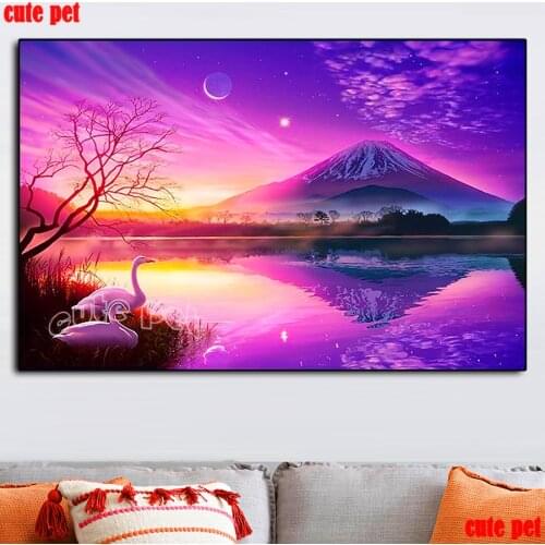 DIY Diamond Painting Mount Fuji sunset diamond Embroidery Cross Stitch Full Square Diamond Cross Stitch Rhinestone Mosaic art