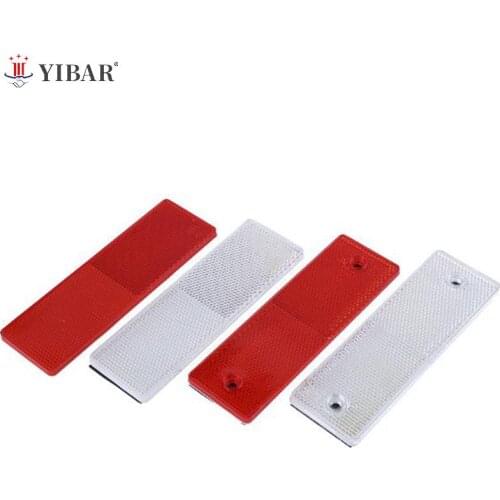 Car Sticker Red Or White Adhesive Plastic Reflector Reflective Warning Plate Stickers Sign For Car SUV Truck Motorcycle Safety
