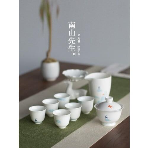 Display Tea Set Aesthetic With Warmer Porcelain Portable Tea Set Travel Kung Fu Ceremony Tetera Porcelana Teaware Sets BG50TS