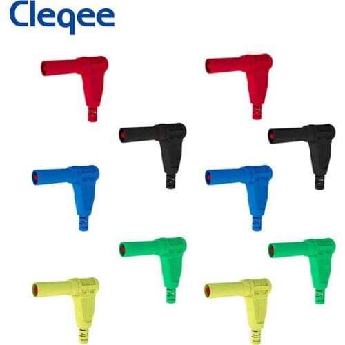 Cleqee P3014 10PCS 4mm Male Banana Plug Right Angle Insulation Wire Solder Type DIY Connector Multimeter part