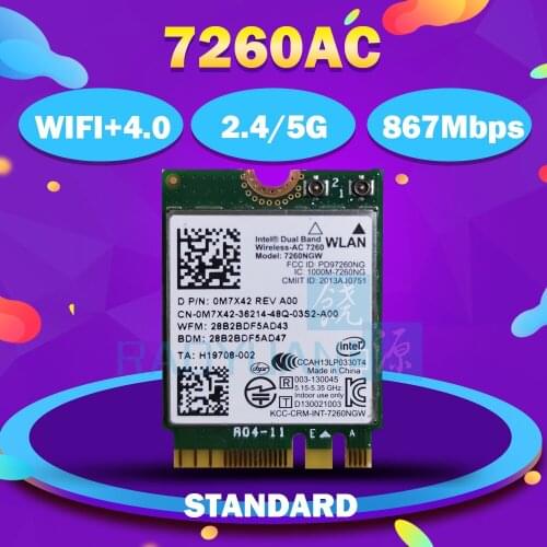 Dual Band Wireless-AC7260 7260NGW 7260NGWAC 7260AC NGFF 867Mbps BT4.0 WIFI Wlan Card