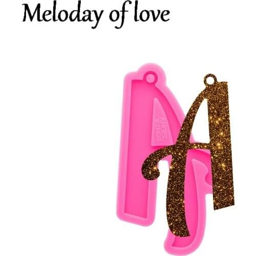 Glossy Letter A Keychain Mold Silicone Resin Alphabet Mould DIY for Epoxy Making Jewelry Necklace Polymer Clay DY0691