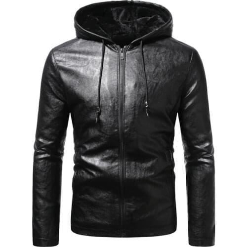 Stand Collar Men Faux Leather Jacket Motorcycle Spring and Autumn Thin Mens Jackets Black Outwear Male Pu Leather Coats Men
